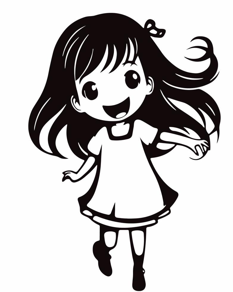 Cheerful Girl Skipping vector