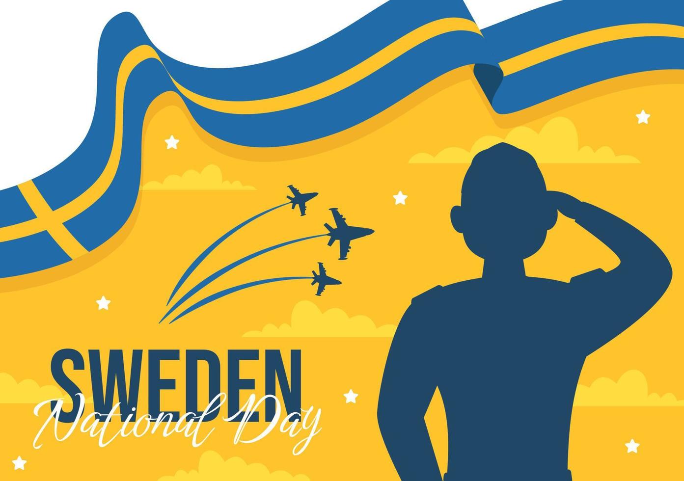 Sweden National Day Vector Illustration on 6 June Celebration with Swedish Flag in Flat Cartoon Hand Drawn for Web Banner or Landing Page Templates