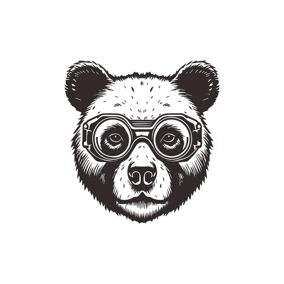 Bear mascot logo wearing glasses. Graphic Design Template vector