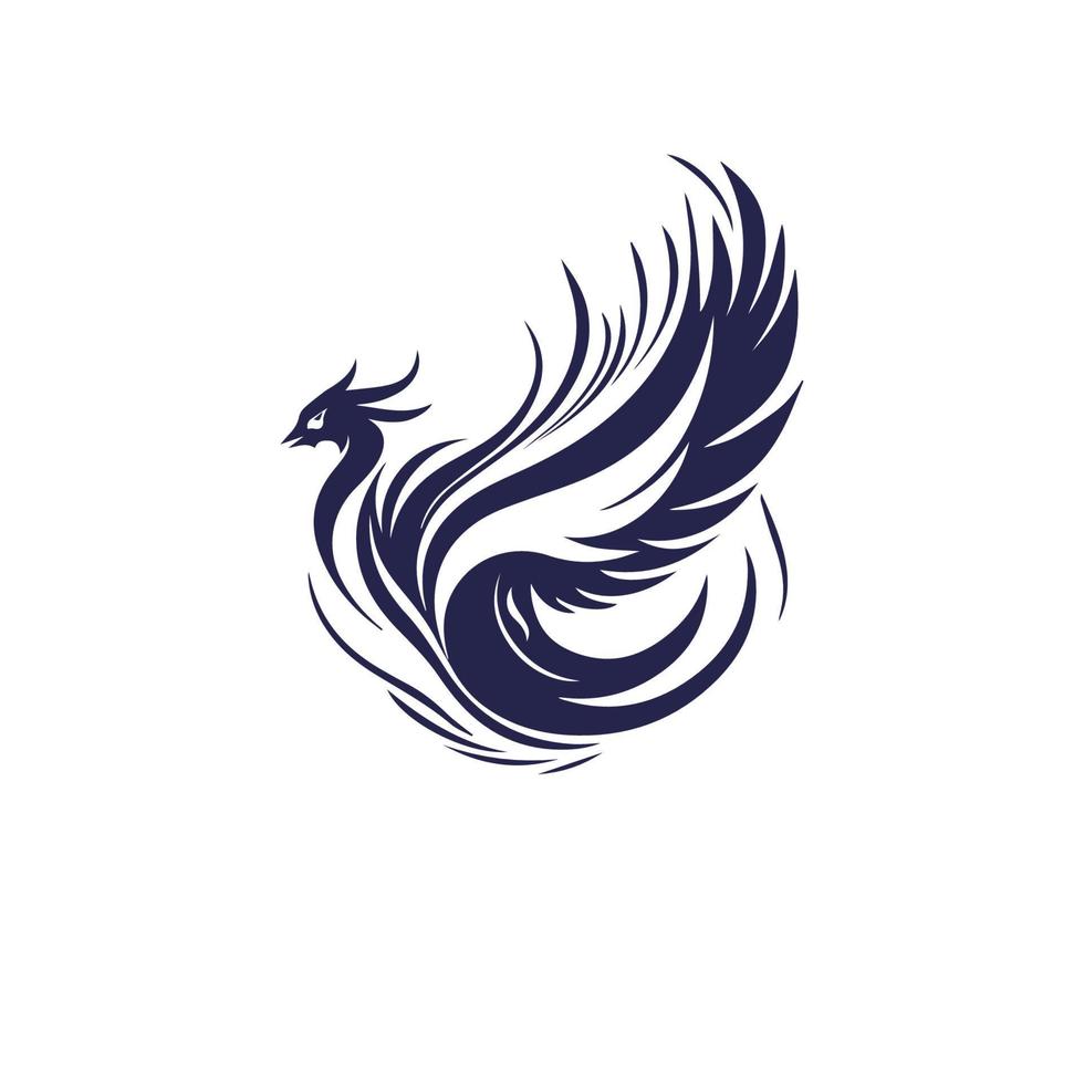 Abstract Phoenix Bird Logo Design with Stylish Lines Art Graphic Style. vector