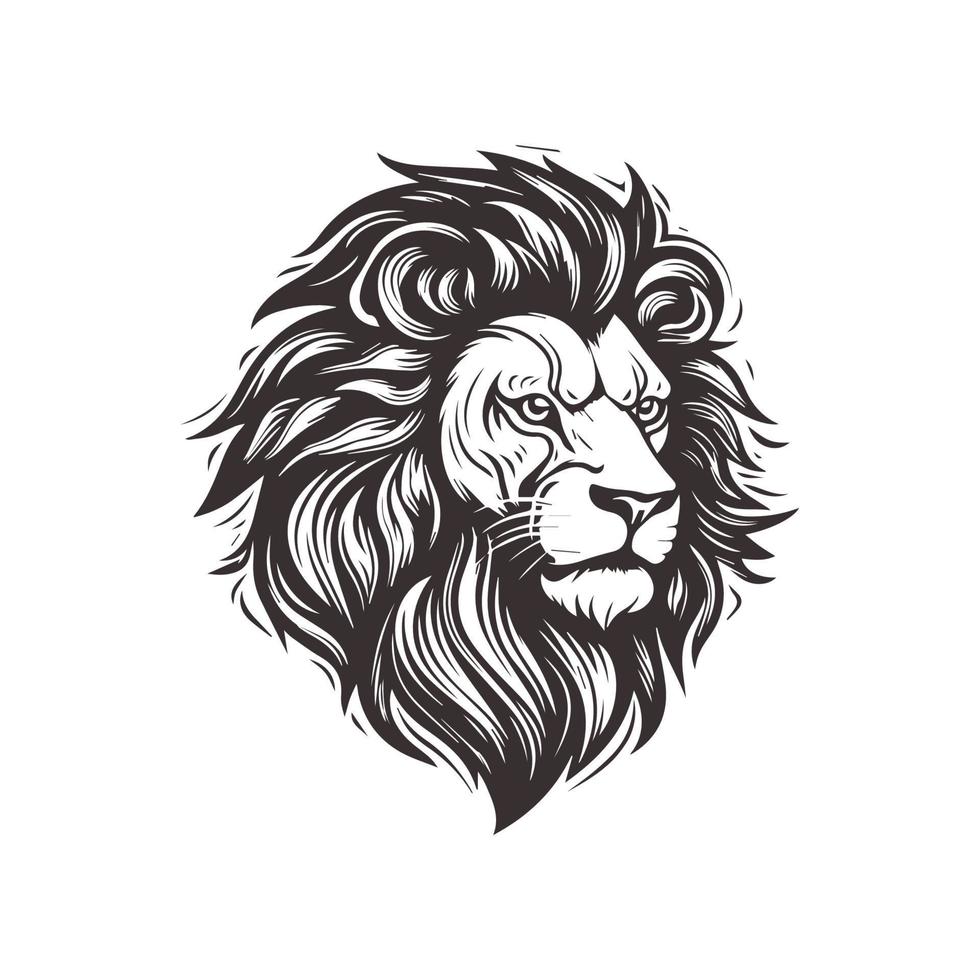 Abstract Lion Head Logo Design with Line Art Graphic Style. vector