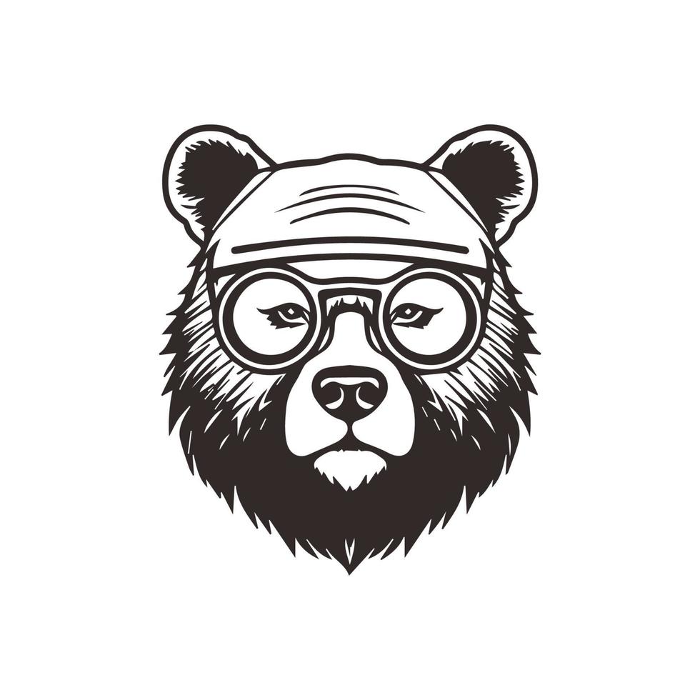 oso mascota logo vistiendo lentes. gráfico diseño modelo vector