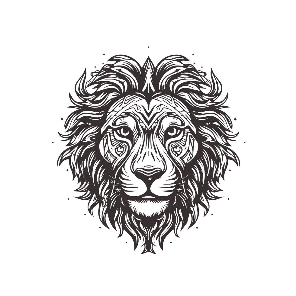 Abstract Lion Head Logo Design with Line Art Graphic Style. vector