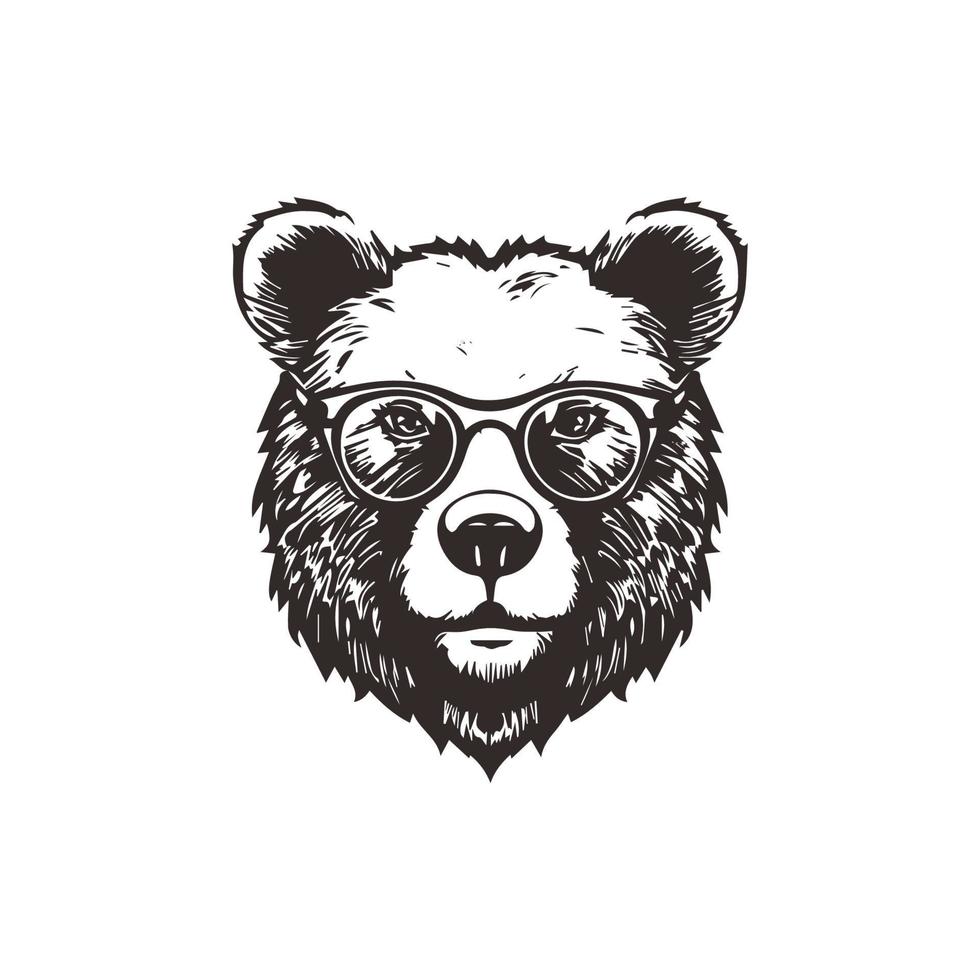 oso mascota logo vistiendo lentes. gráfico diseño modelo vector