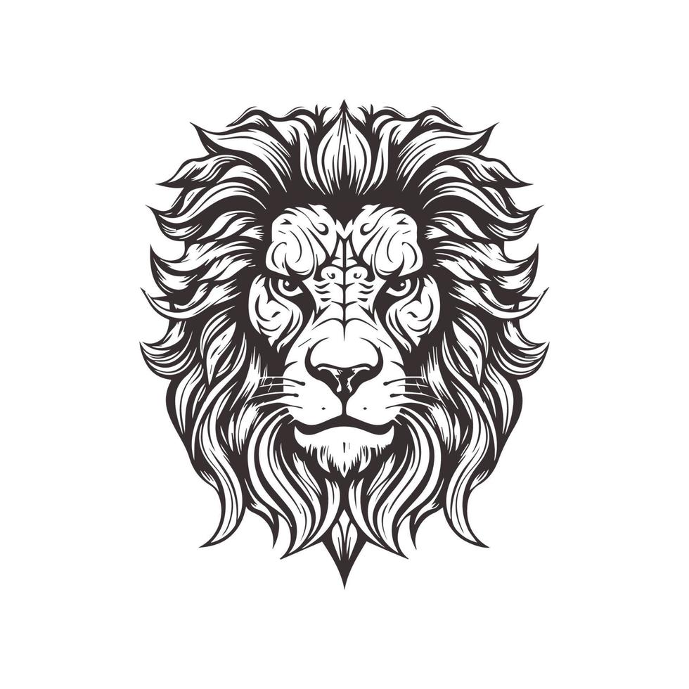 Abstract Lion Head Logo Design with Line Art Graphic Style. vector