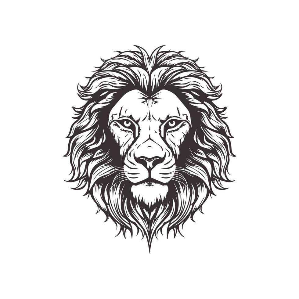 Abstract Lion Head Logo Design with Line Art Graphic Style. vector