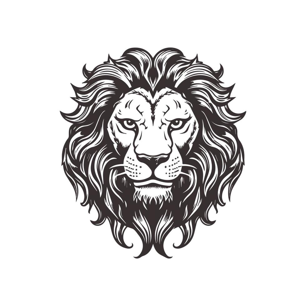 Abstract Lion Head Logo Design with Line Art Graphic Style. vector
