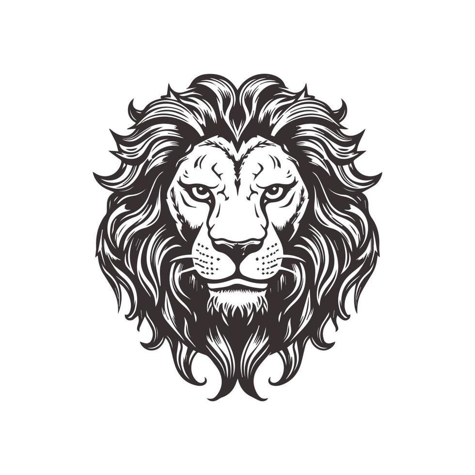 Abstract Lion Head Logo Design with Line Art Graphic Style. vector