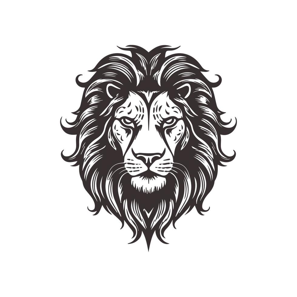 Abstract Lion Head Logo Design with Line Art Graphic Style. vector