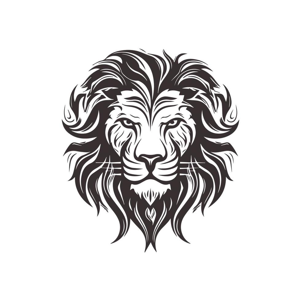 Abstract Lion Head Logo Design with Line Art Graphic Style. vector