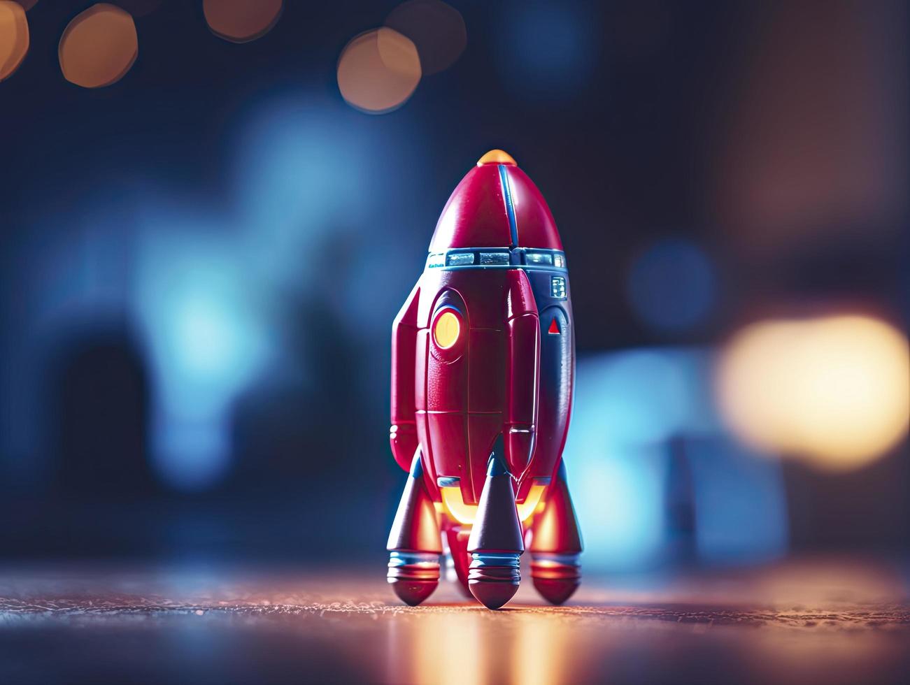 toy rocket launch on bright background, Generate Ai photo
