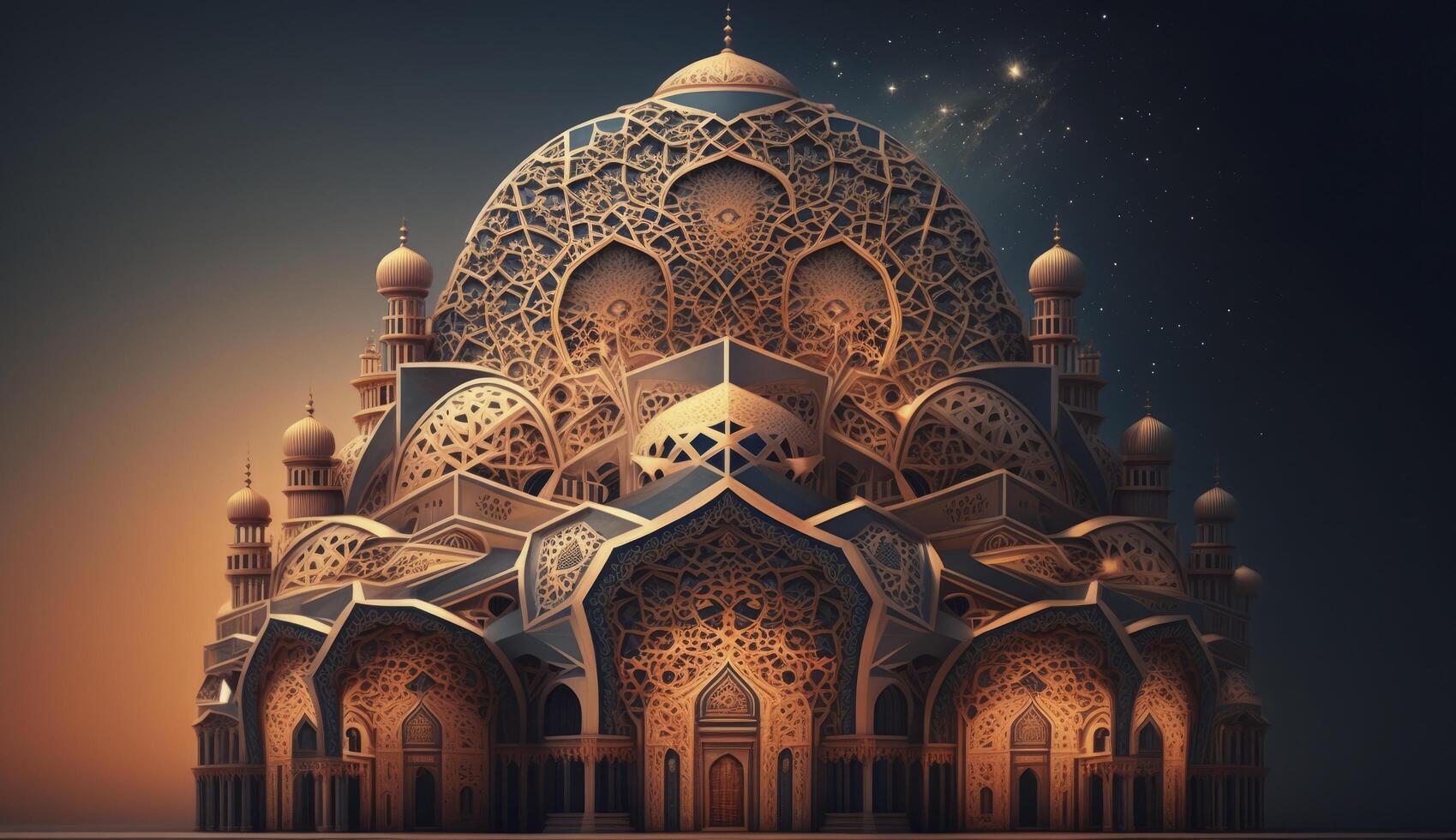 illustration of amazing architecture design of muslim mosque ramadan kareem, islamic