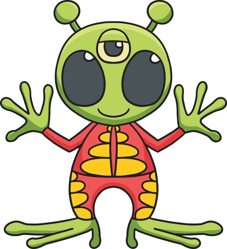 UFO Alien Space Cartoon Colored Clipart vector