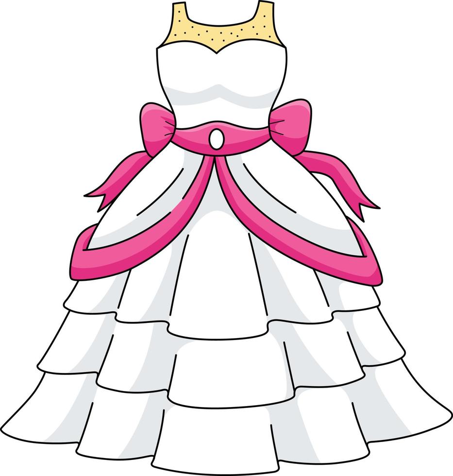 Boda vestido dibujos animados de colores clipart ilustración vector