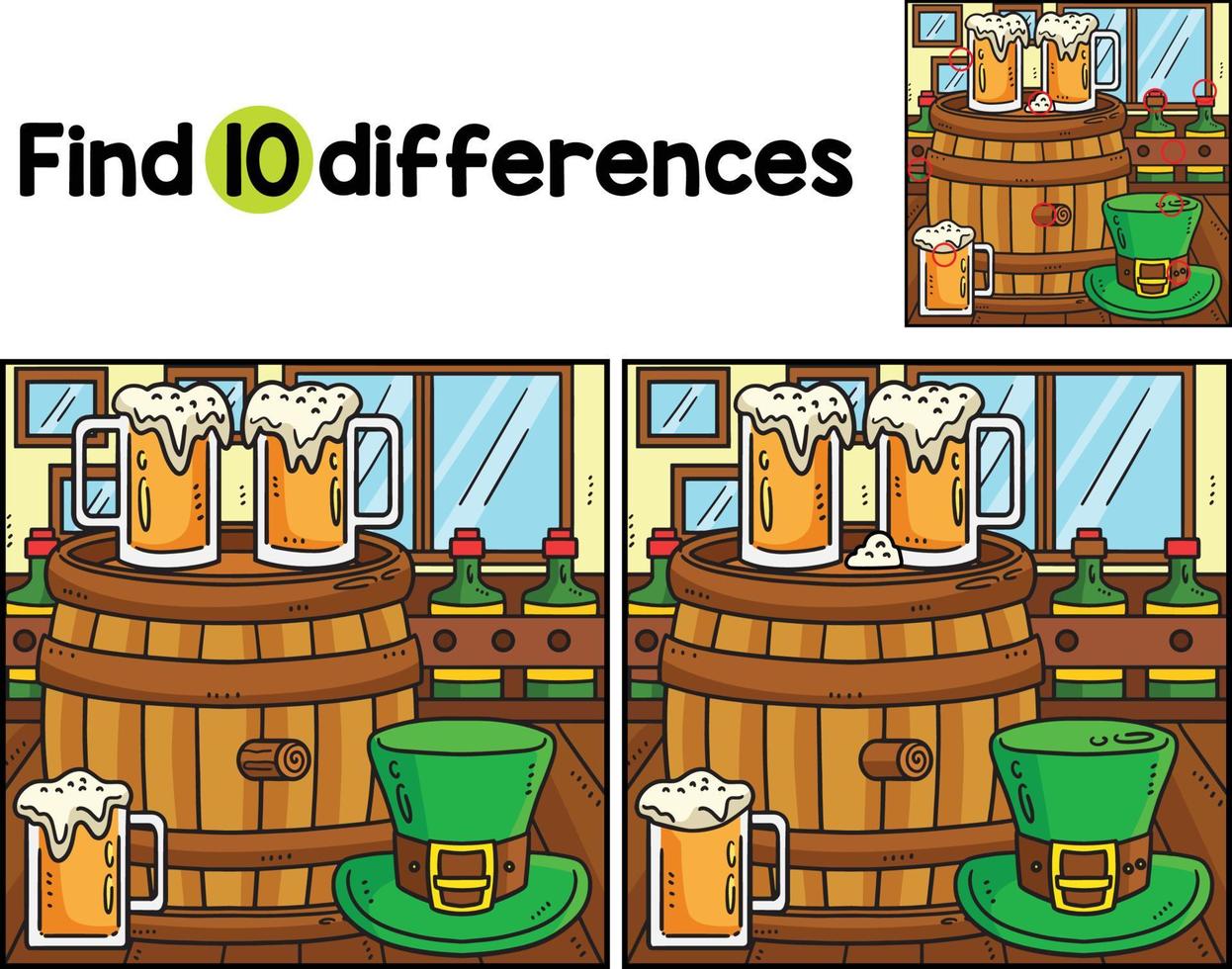 Saint Patrick day Beer Barrel Find The Differences vector