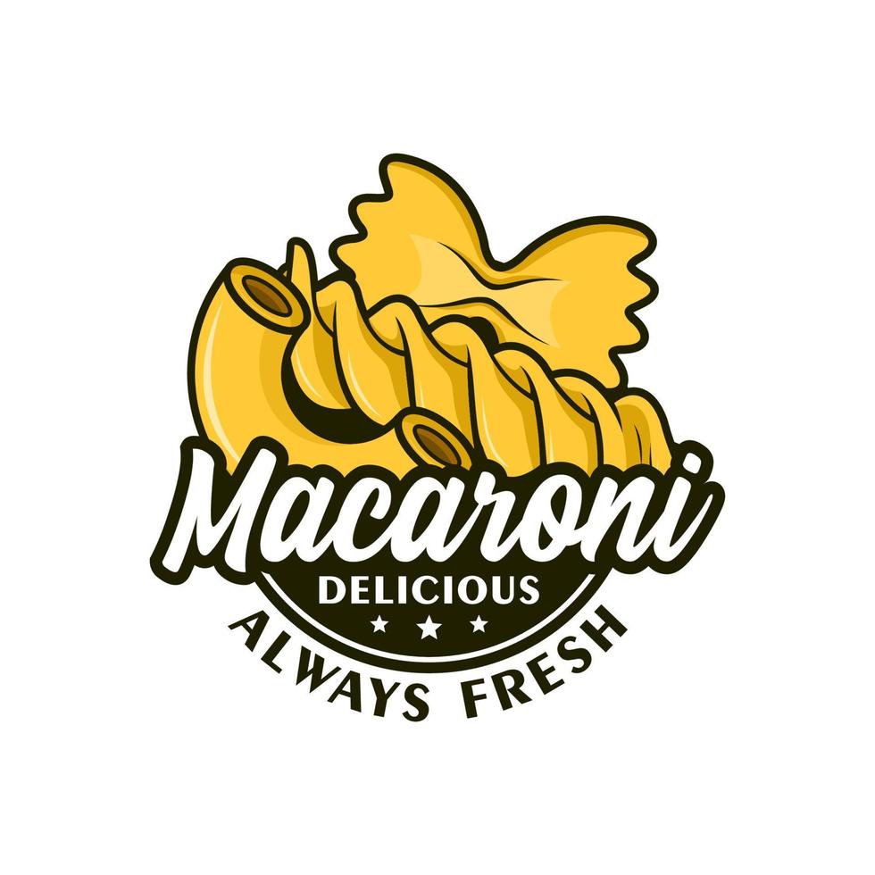 Macaroni delicious always fresh design logo vector