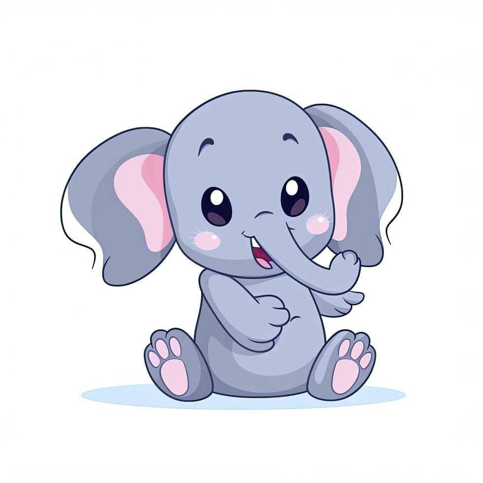 Cute elephant sitting and waving hand cartoon vector icon illustration, generat ai photo