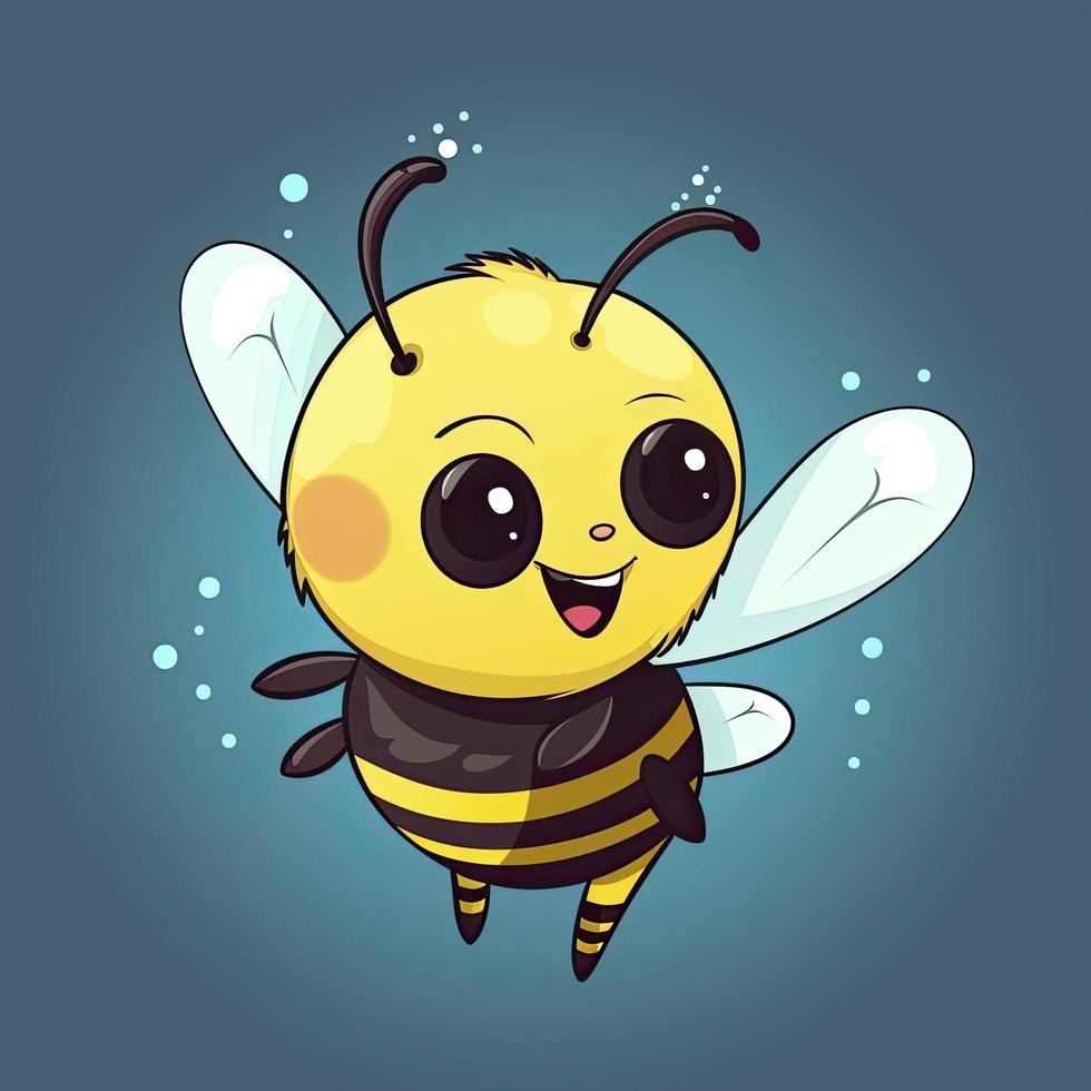 Cute bee flying cartoon icon illustration. animal nature icon concept isolated, generat ai photo