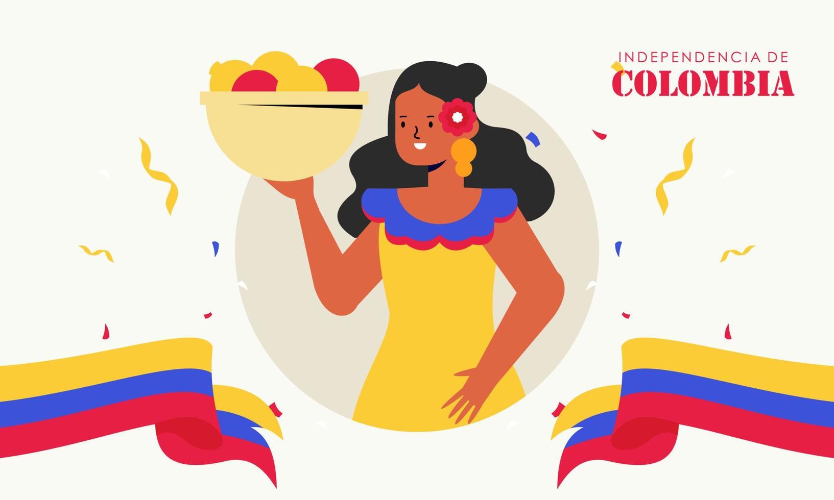 Flat 20 de julio illustration, festivities in Colombia vector