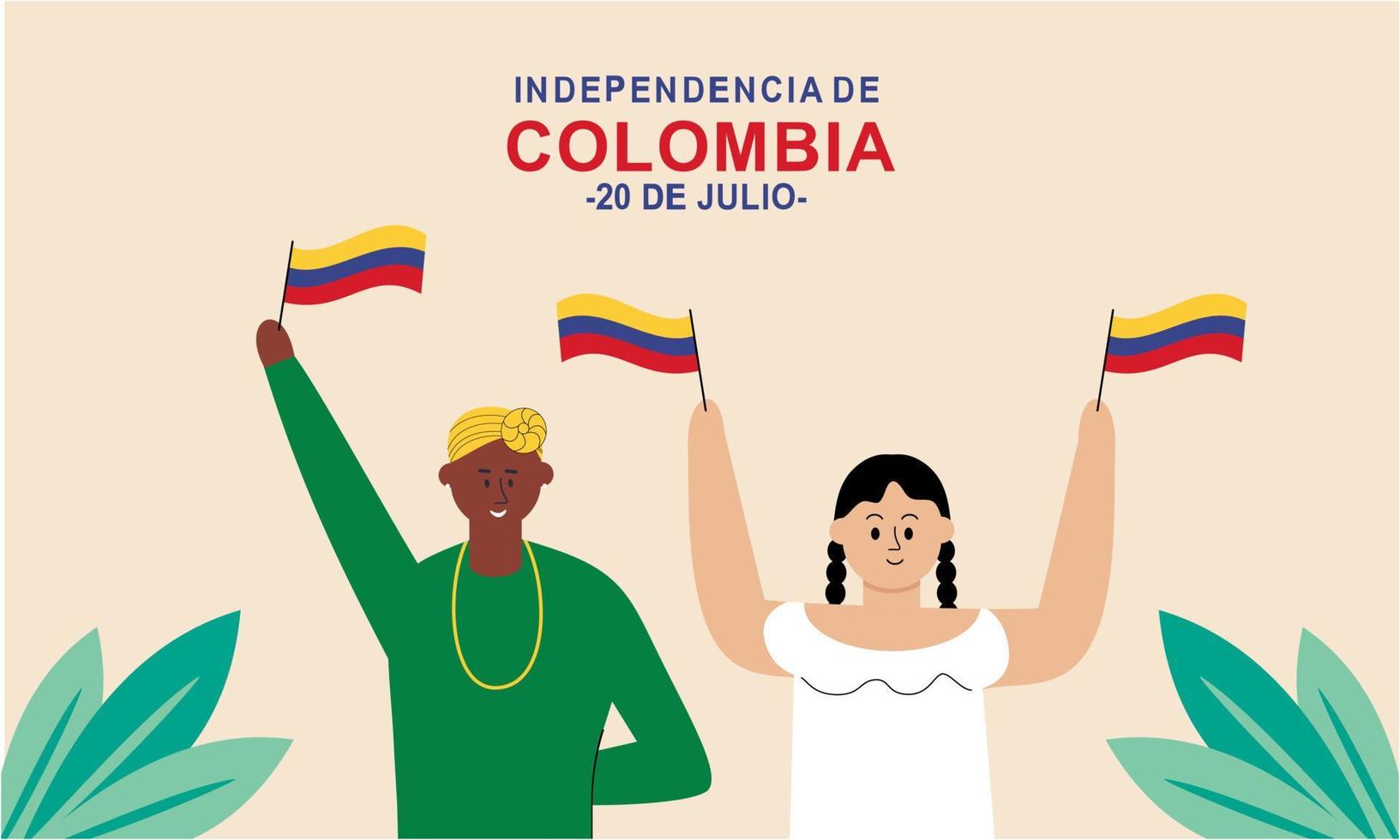 Flat 20 de julio illustration, festivities in Colombia vector