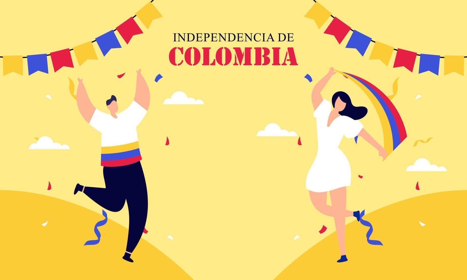 Flat 20 de julio illustration, festivities in Colombia vector