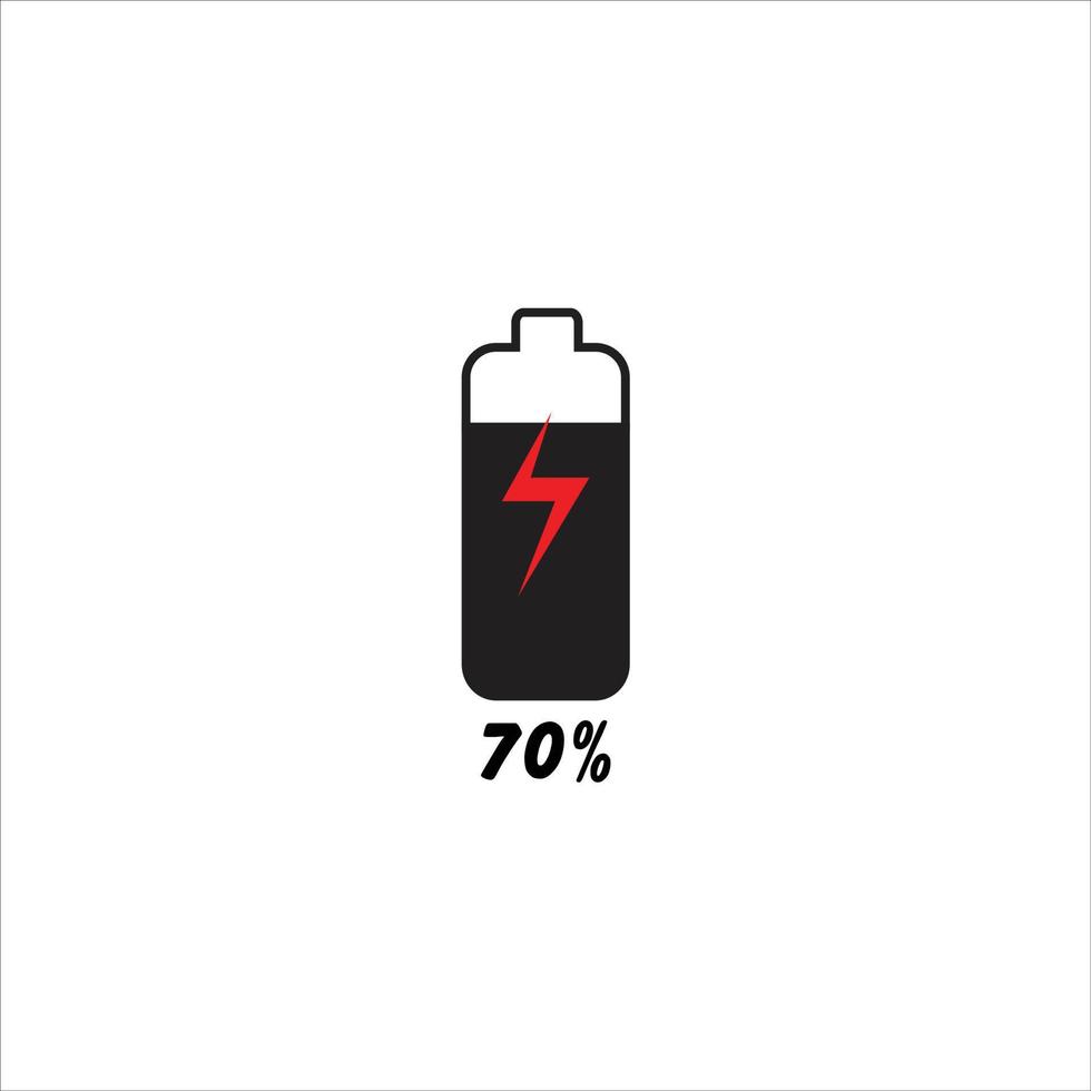 Mobile phone battery charging flat vector illustration, 70 percent charging bar vector illustration.