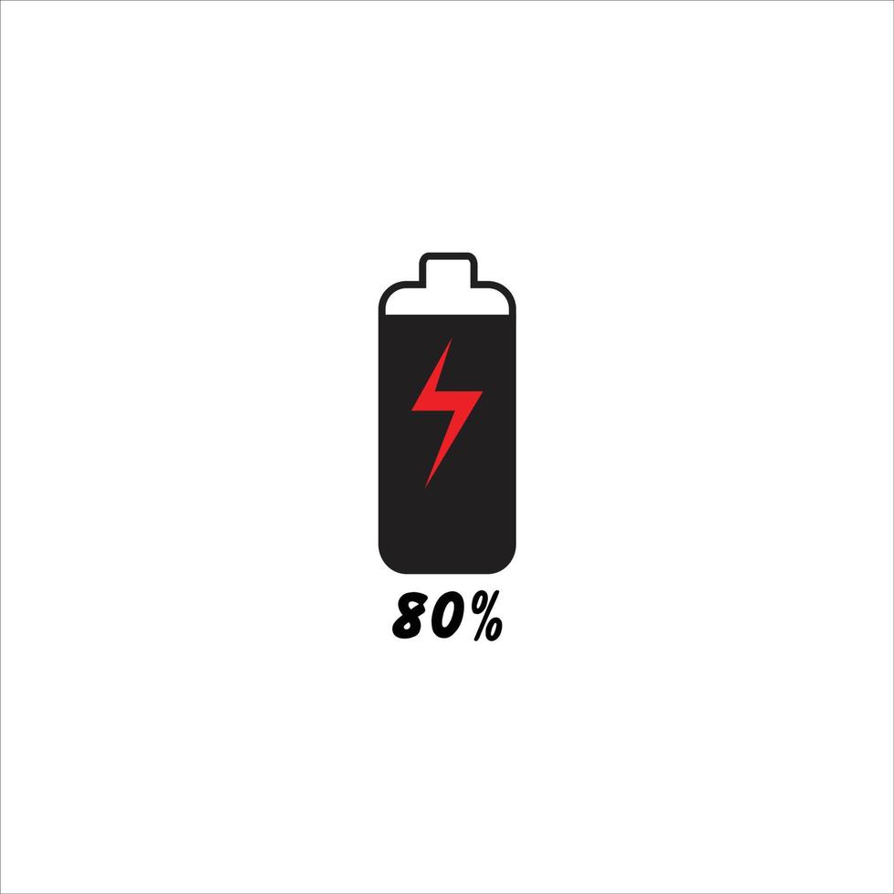 Mobile phone battery charging flat vector illustration, 80 percent charging bar vector illustration.