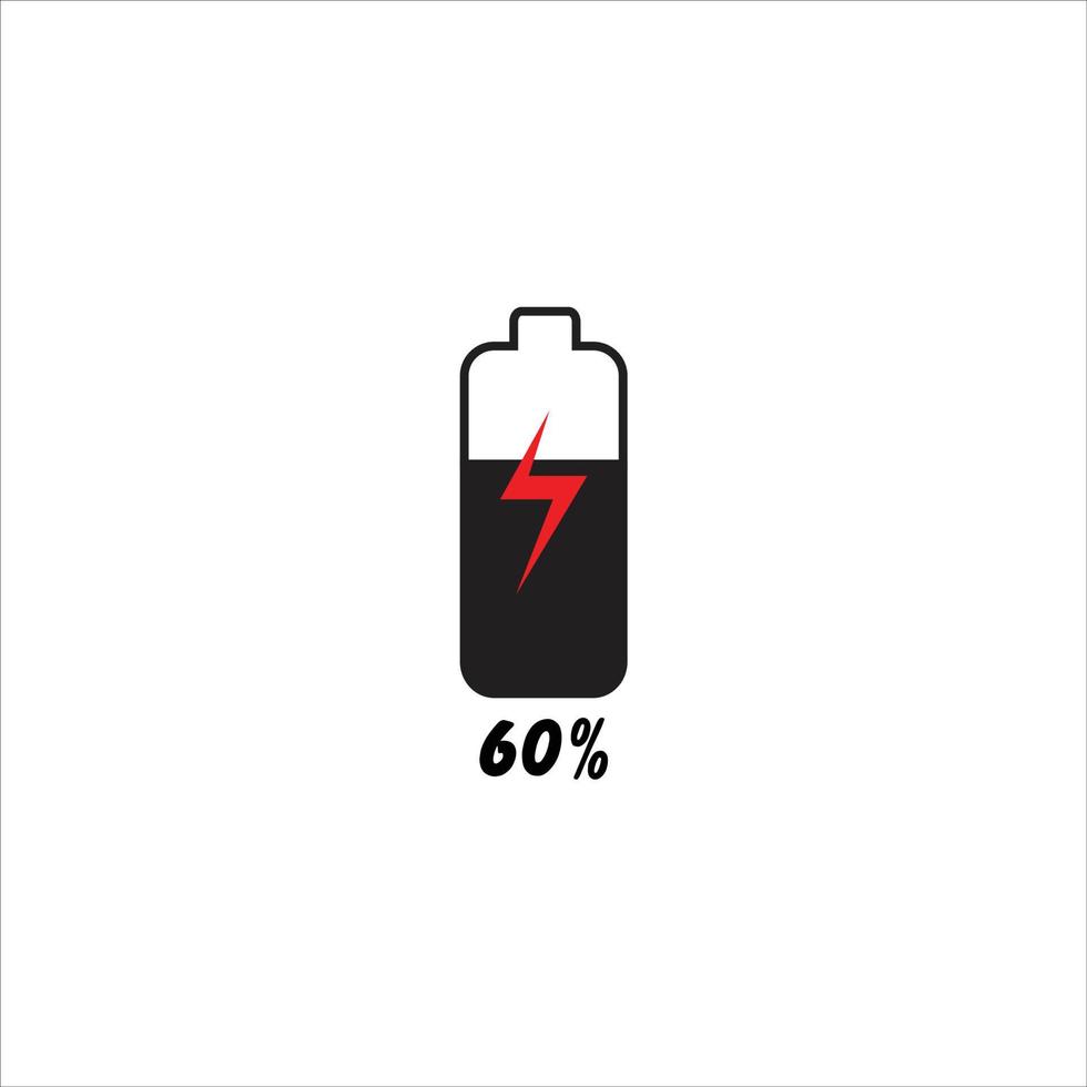 Mobile phone battery charging flat vector illustration, 60 percent charging bar vector illustration.