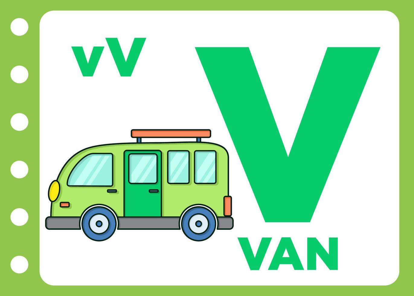 letra v es para camioneta niños educación vector