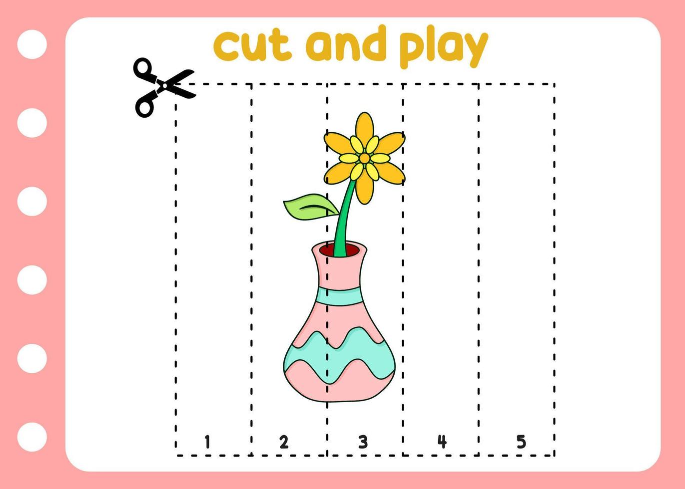 cut and play the vase kids worksheet vector