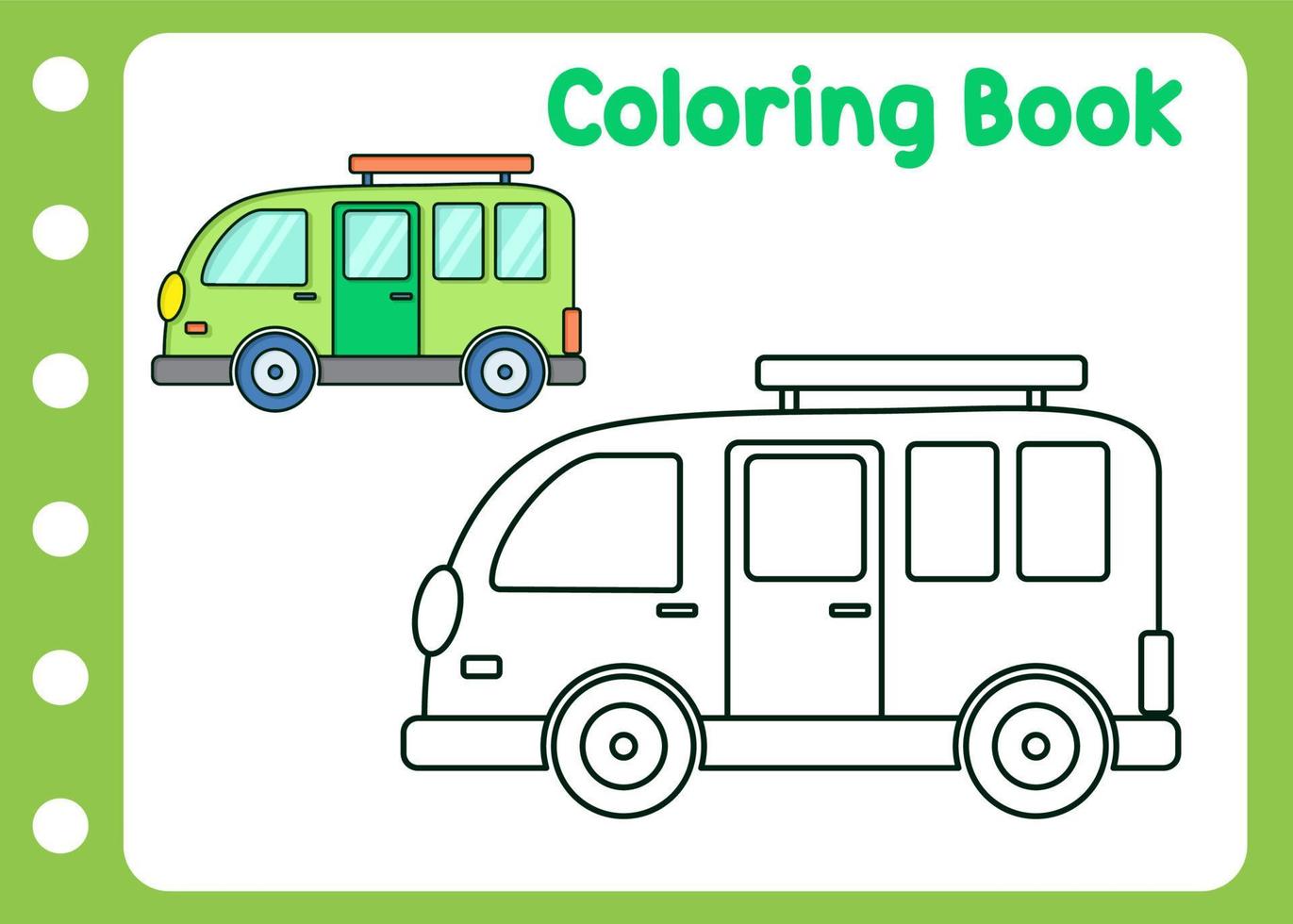 coloring book of van cartoon vector