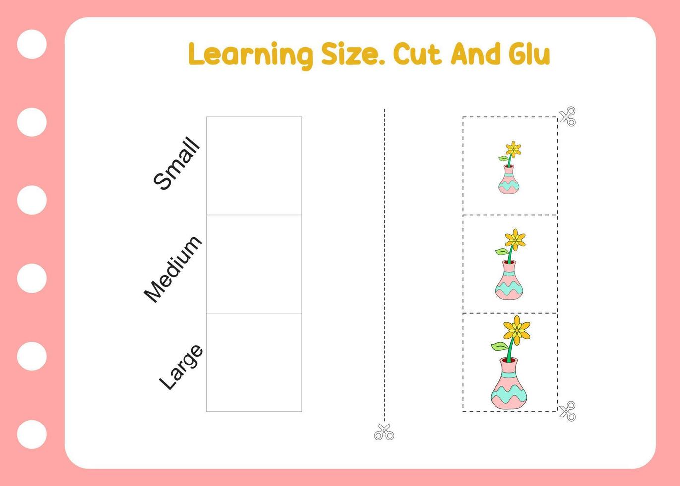 learning size cut and glue vase free vector