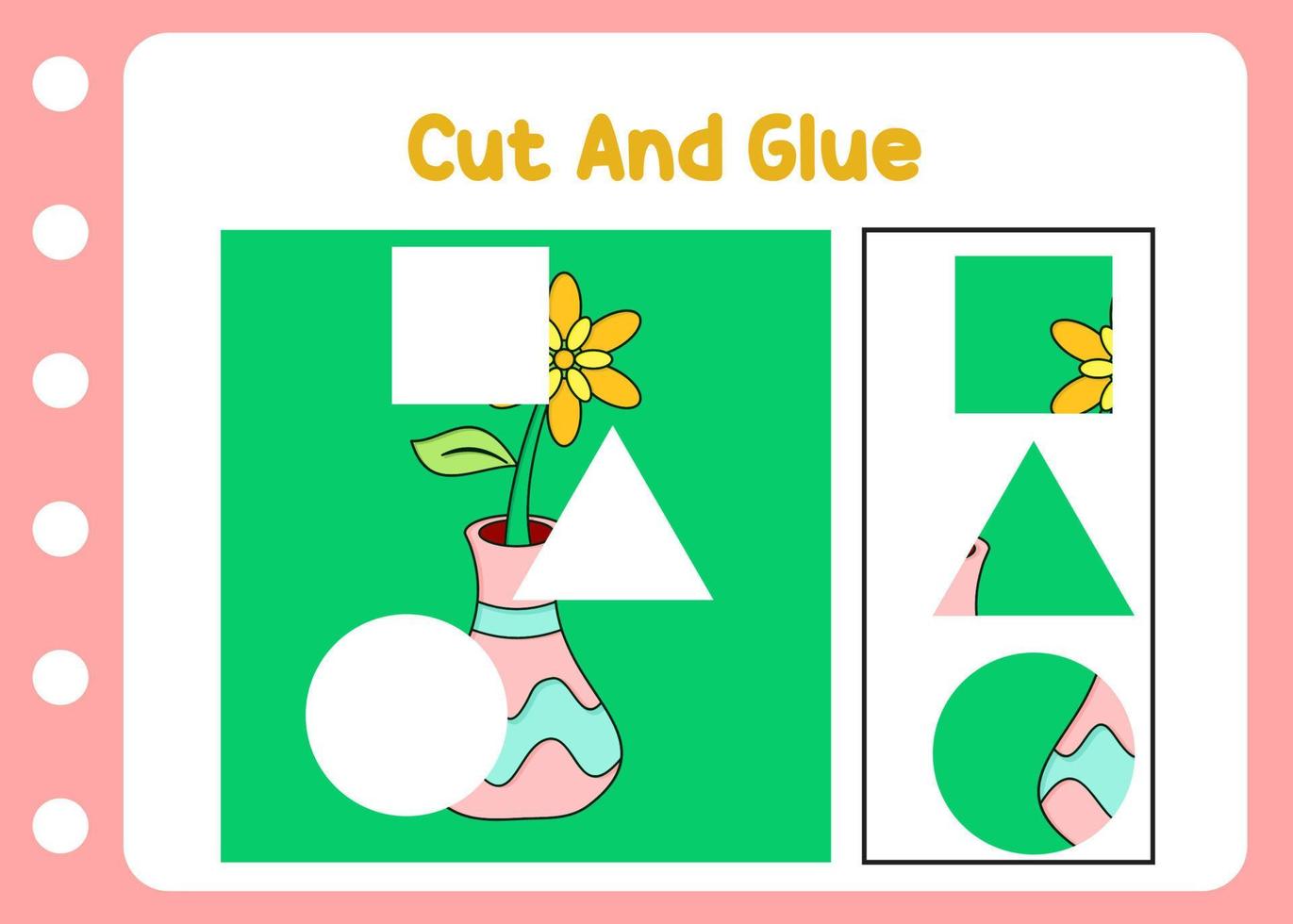 cut and glue vase activity kids preschool vector