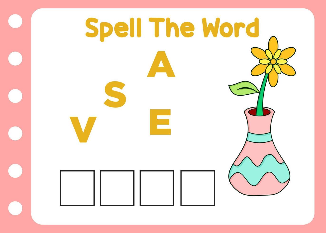 spell the word of vase puzzle for kids vector