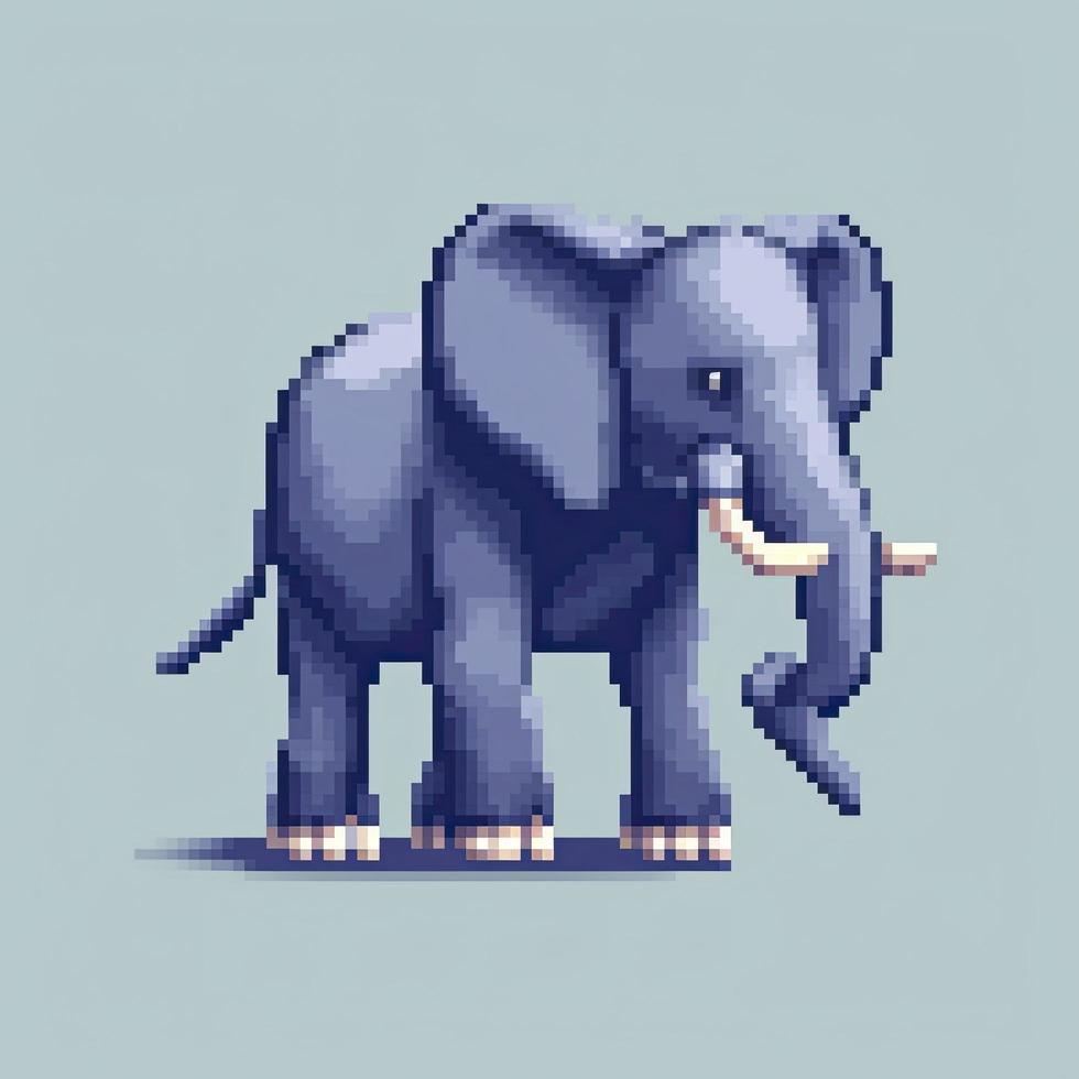 8-bit minimalist cartoon elephant, pixel art, generat ai photo