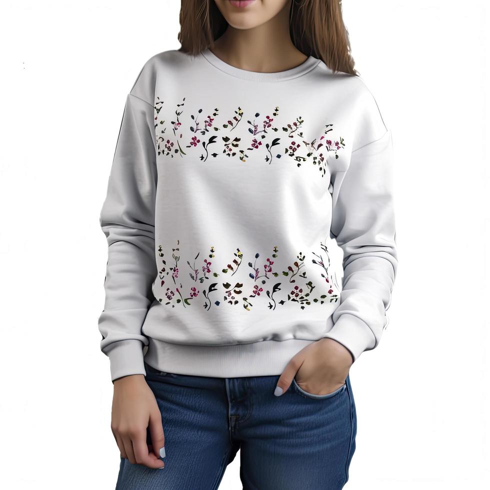 sweat-shirt with little floral design, generat ai photo