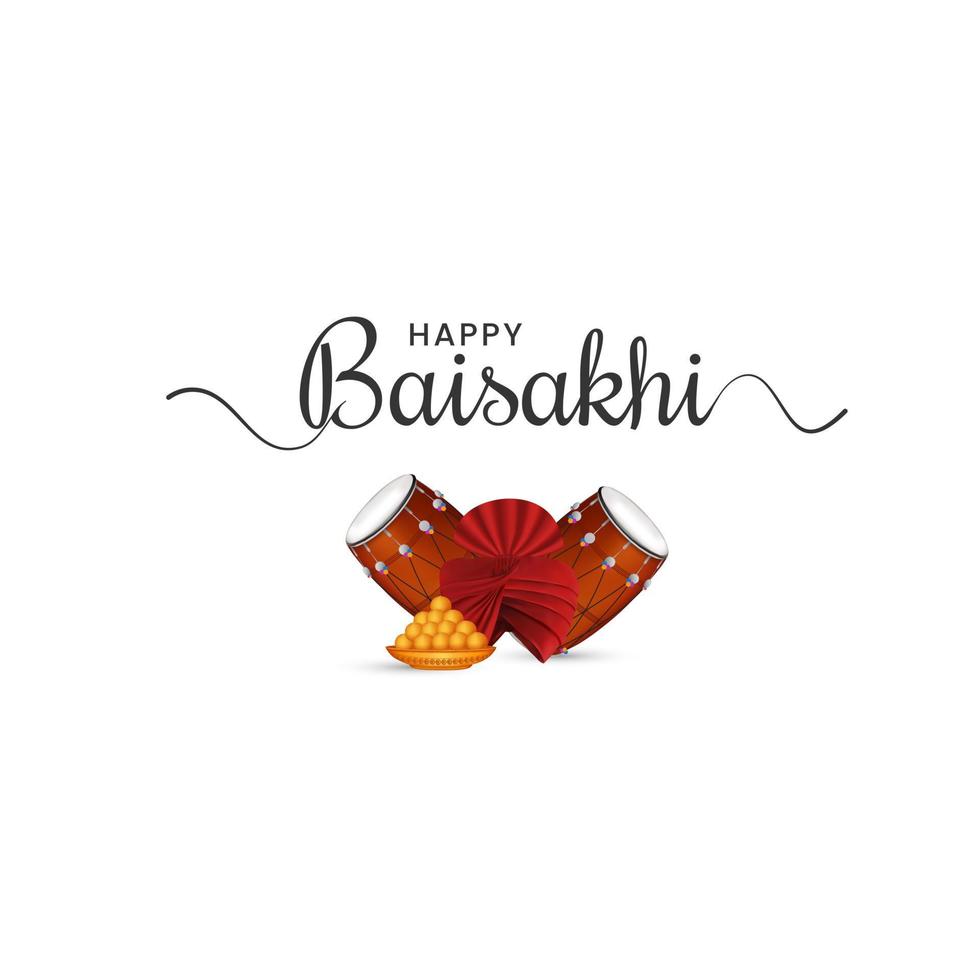 Celebration of Punjabi festival Vaisakhi Baisakhi festival creative design with typography, Baisakhi Festival Greeting, Social media post vector