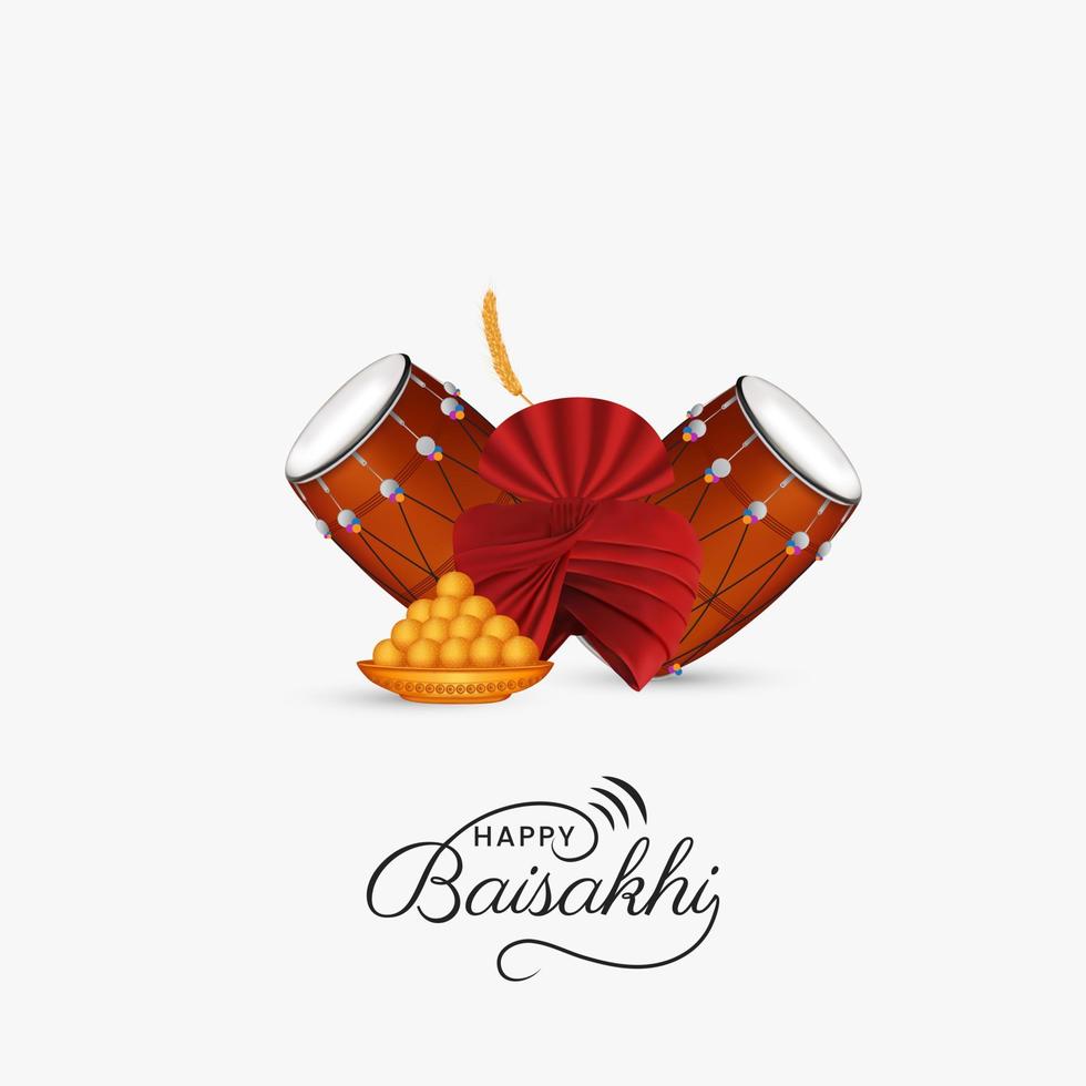 Celebration of Punjabi festival Vaisakhi Baisakhi festival creative design with typography, Baisakhi Festival Greeting, Social media post vector
