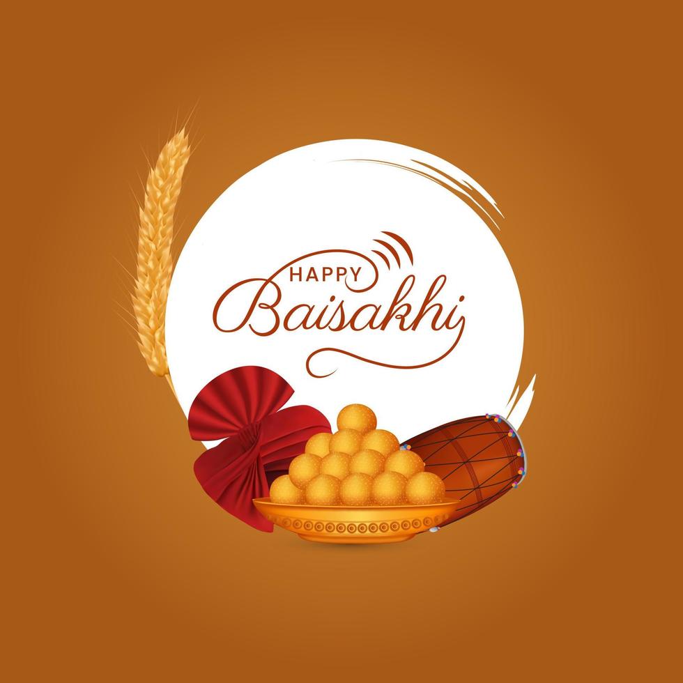 Celebration of Punjabi festival Vaisakhi Baisakhi festival creative design with typography, Baisakhi Festival Greeting, Social media post vector