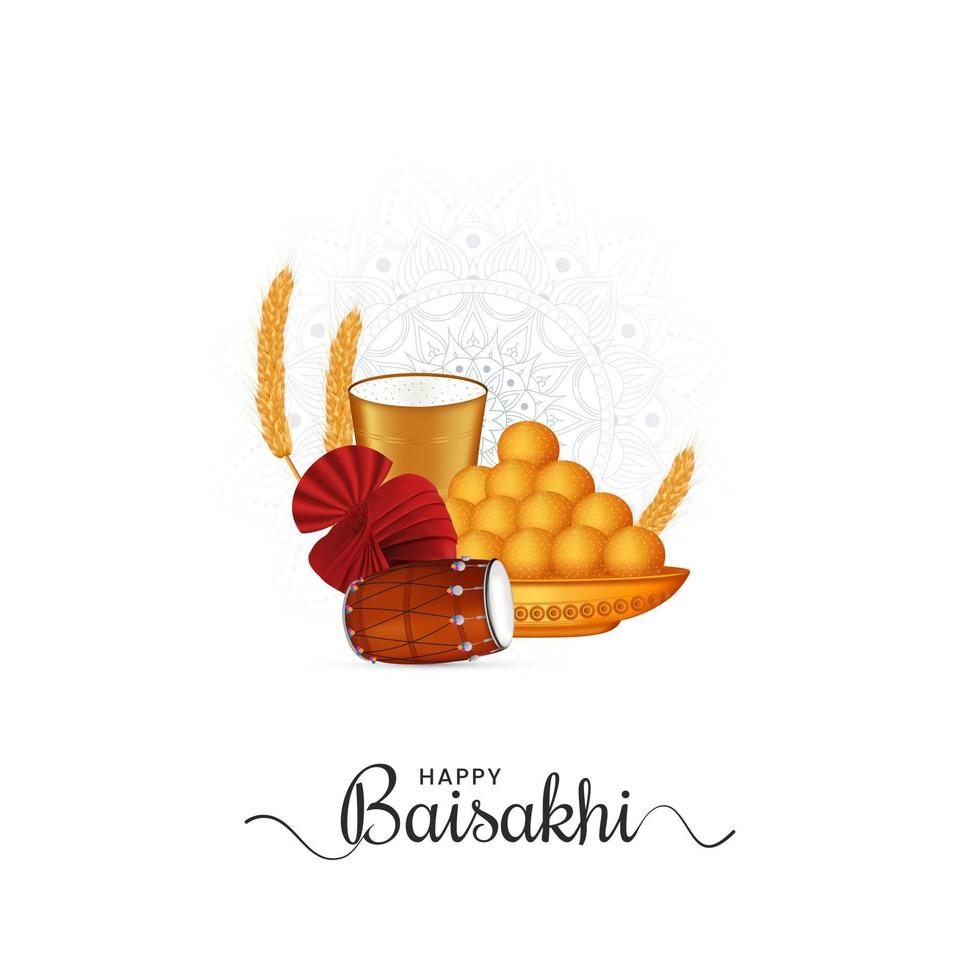 Celebration of Punjabi festival Vaisakhi Baisakhi festival creative design with typography, Baisakhi Festival Greeting, Social media post vector