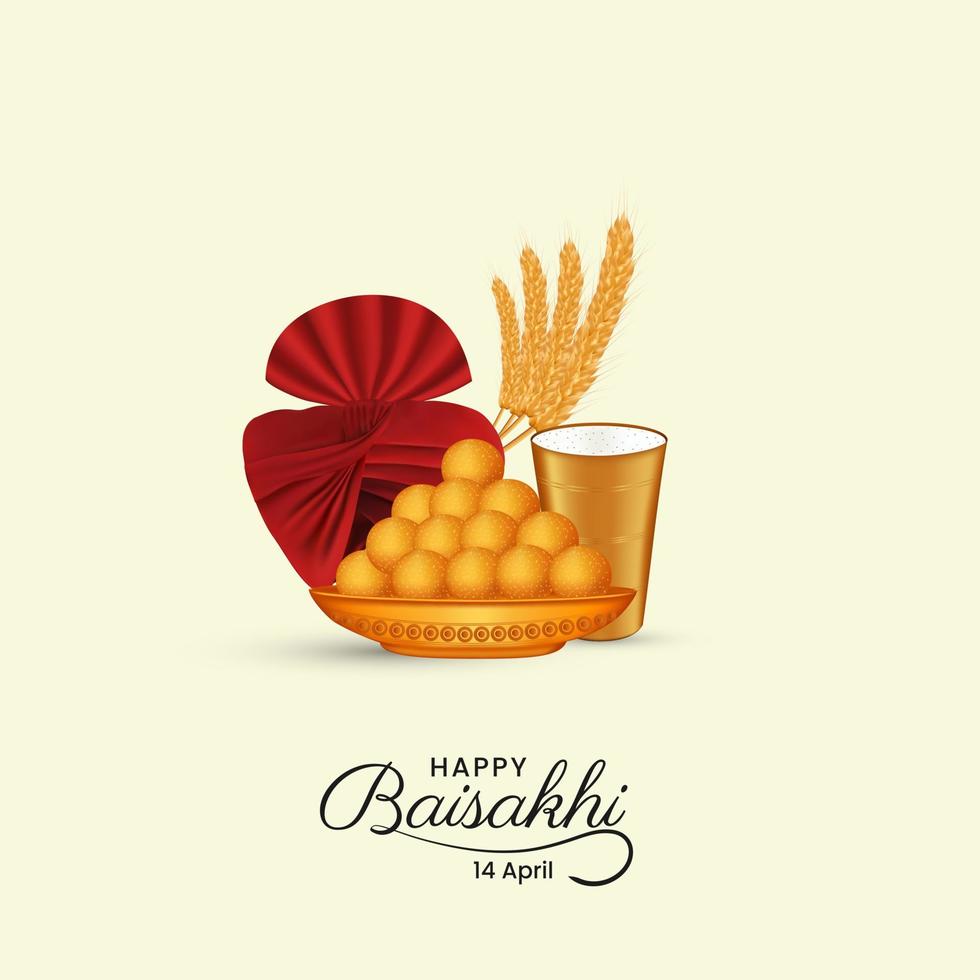 Celebration of Punjabi festival Vaisakhi Baisakhi festival creative design with typography, Baisakhi Festival Greeting, Social media post vector