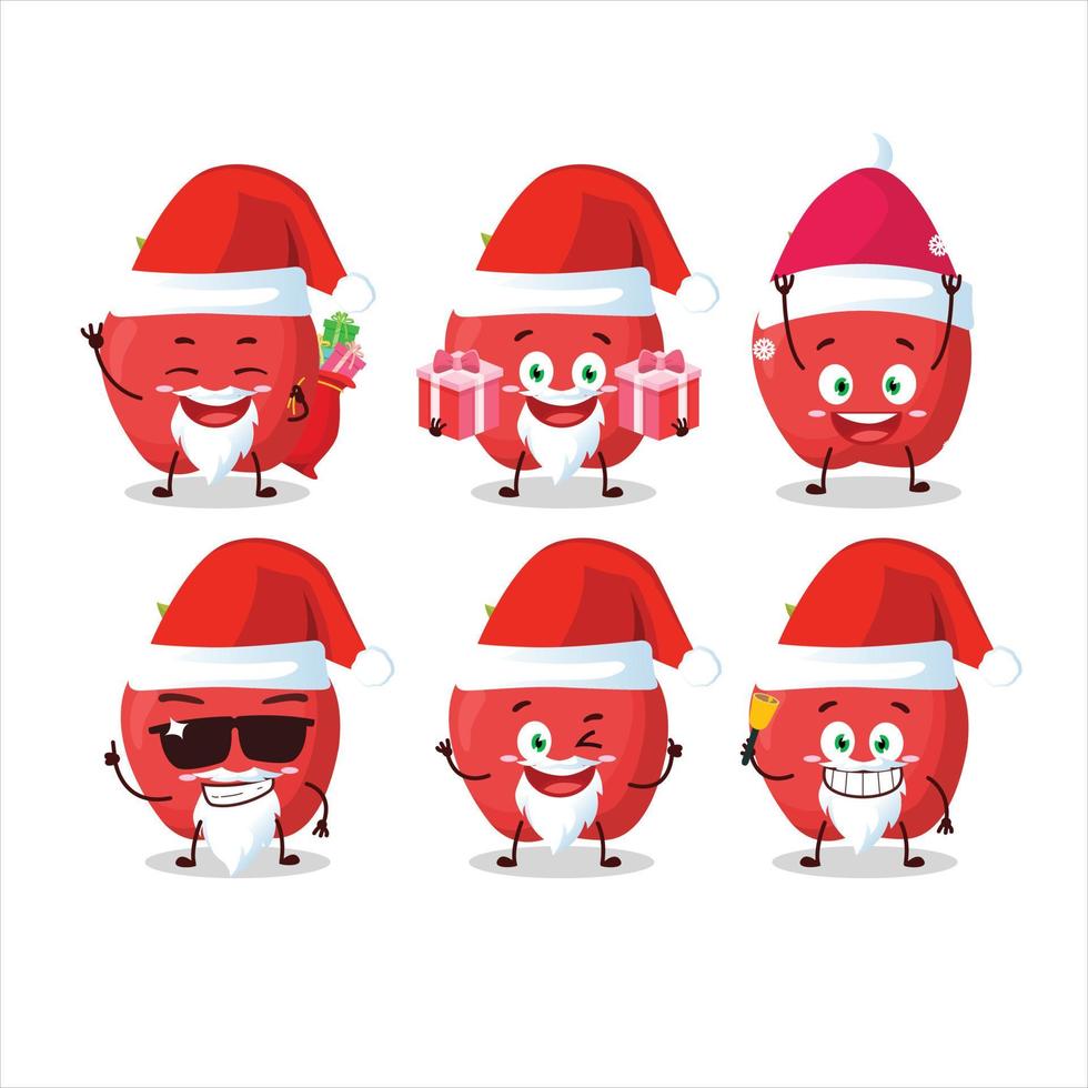 Papa Noel claus emoticones con manzana dibujos animados personaje vector