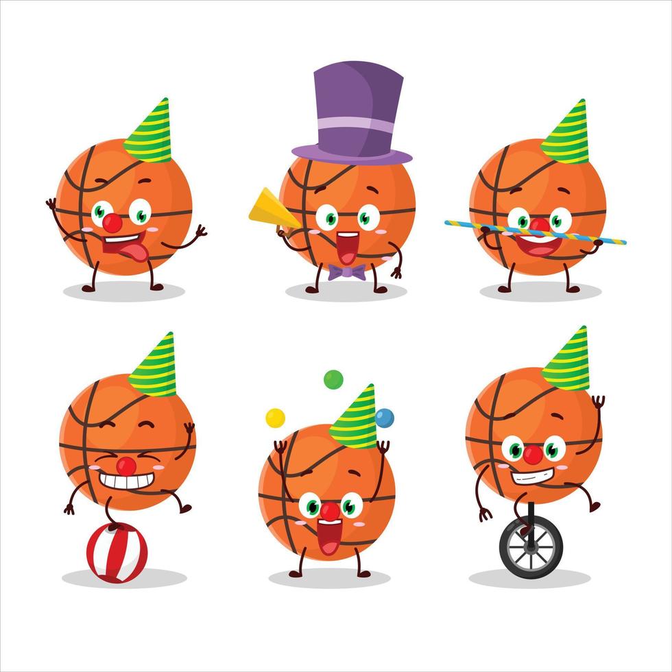Cartoon character of basket ball with various circus shows vector