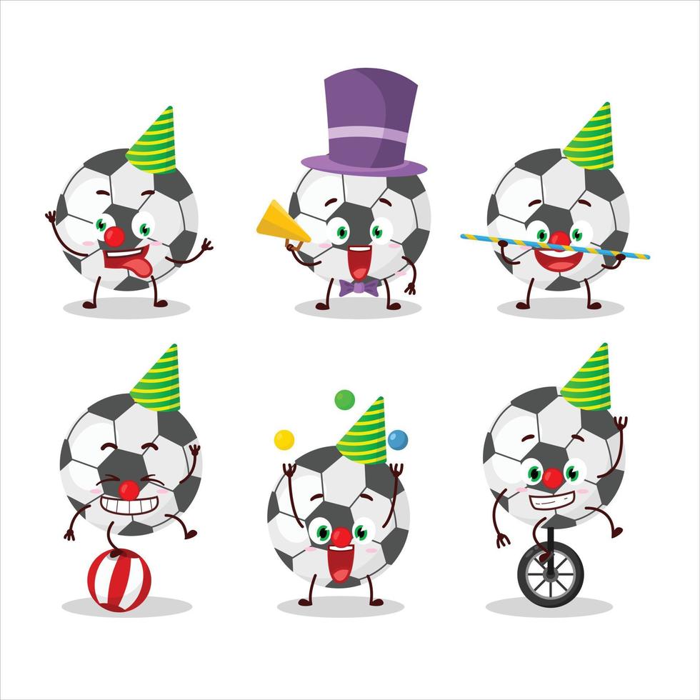 Cartoon character of soccer ball with various circus shows vector