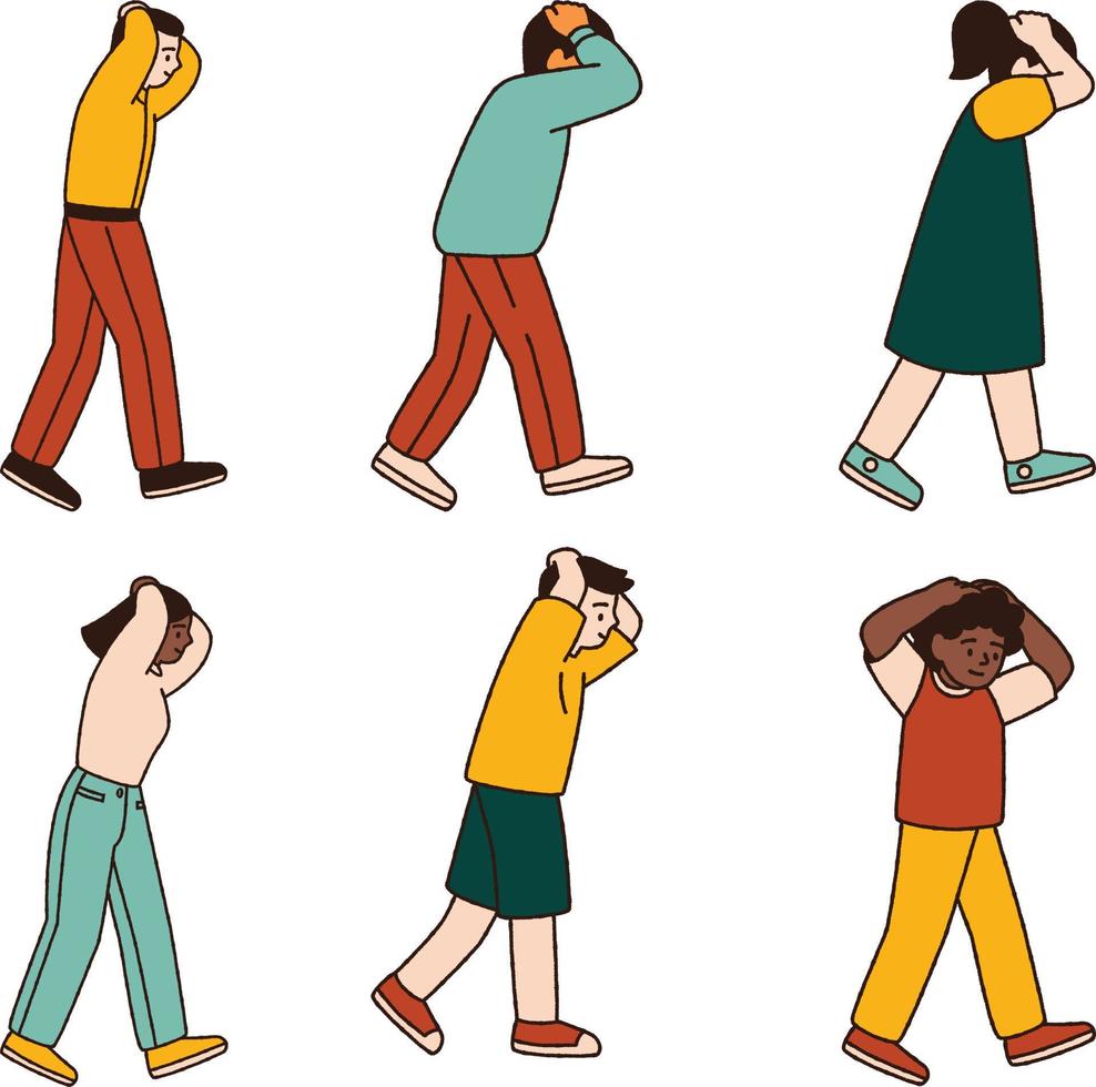 Illustration of a set of people in different situations on a white background vector
