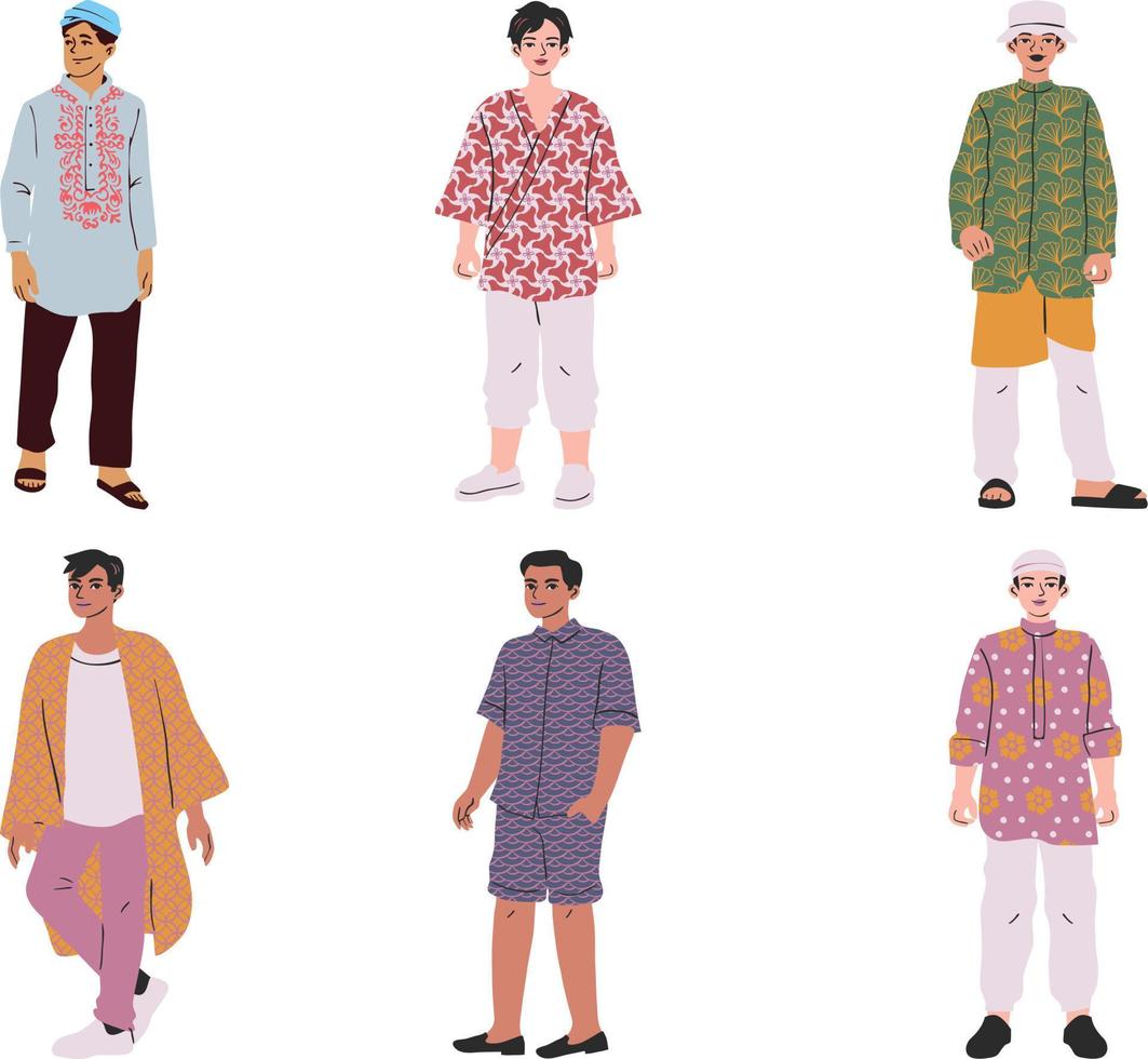 Set of men in casual clothes. Vector illustration in cartoon style.