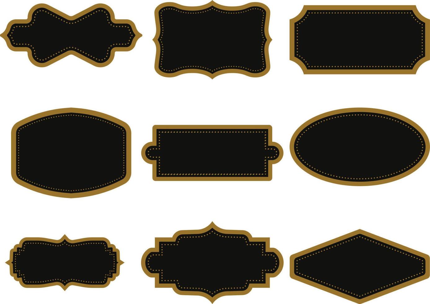conjunto de Clásico marcos vector ilustración. negro y oro color.