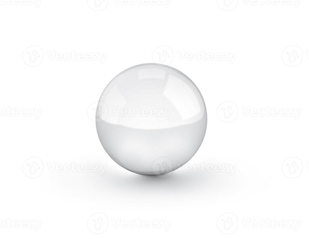 transparent crystal glass marble ball on white background. 3d render photo