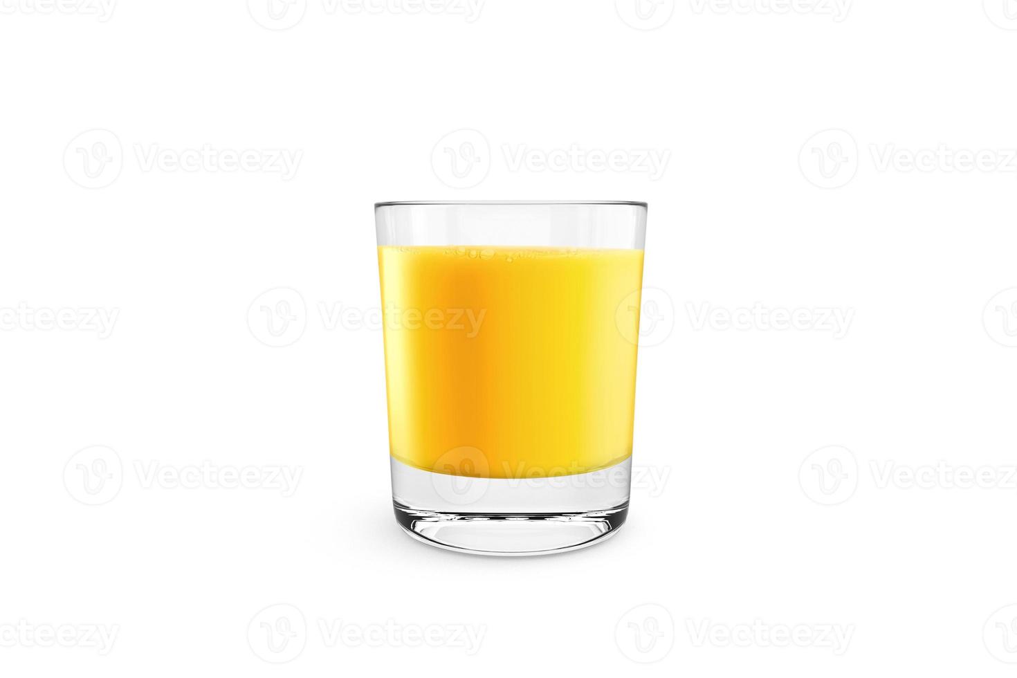 Orange juice glass, isolated on white background photo