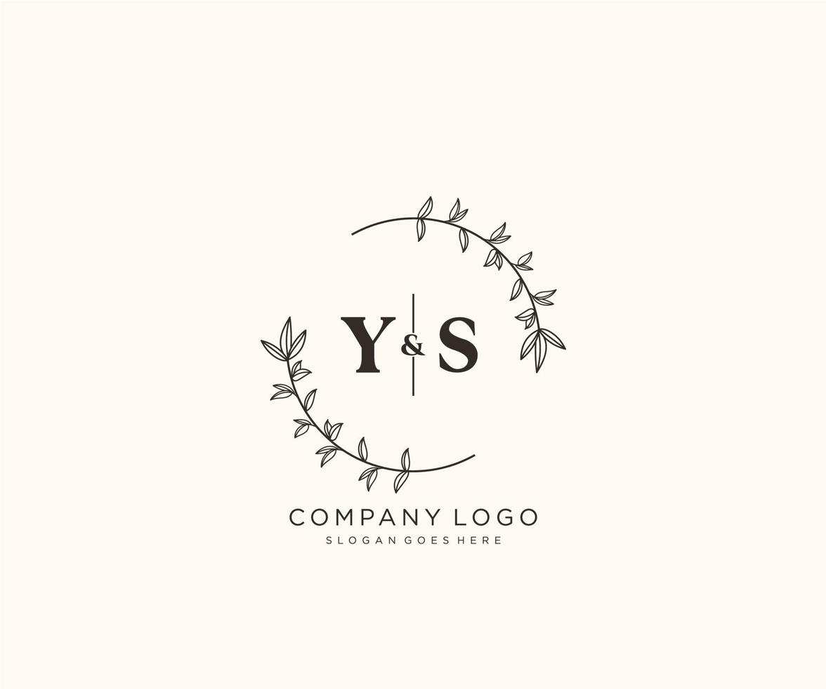 initial YS letters Beautiful floral feminine editable premade monoline logo suitable for spa salon skin hair beauty boutique and cosmetic company. vector